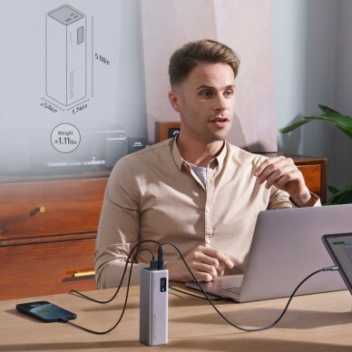 Išorinė baterija Powerbank Cuktech CUKP200XGLGR 100W 20000mAh 2x USB-C + 1x USB-A – pilka 2 Išorinė baterija Powerbank Cuktech CUKP200XGLGR 100W 20000mAh 2x USB-C + 1x USB-A – pilka 2