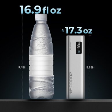 Išorinė baterija Powerbank Cuktech CUKP200XGLGR 100W 20000mAh 2x USB-C + 1x USB-A – pilka 6