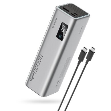 Išorinė baterija Powerbank Cuktech CUKP200XGLGR 100W 20000mAh 2x USB-C + 1x USB-A – pilka
