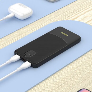 Išorinė baterija Powerbank Dudao K10 10000mAh 2.4A 2x USB-A – juoda 4 Išorinė baterija Powerbank Dudao K10 10000mAh 2.4A 2x USB-A – juoda 4