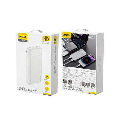 Dudao K18 Pro Powerbank 20000mAh USB-A / USB-C / Micro USB – baltas 1
