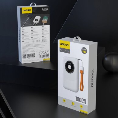 Išorinė baterija Powerbank Dudao K21 Mini 10000mAh 22.5W USB-A / USB-C – smėlio 5 Išorinė baterija Powerbank Dudao K21 Mini 10000mAh 22.5W USB-A / USB-C – smėlio 5