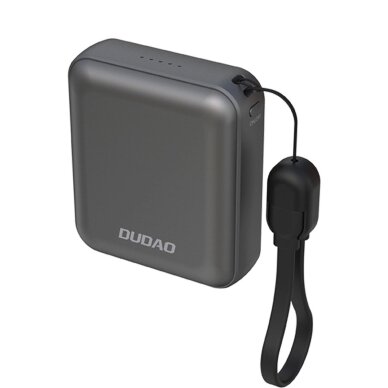 Išorinė baterija Powerbank Dudao K22+ 10000mAh 22.5W USB-C su dirželiu / laidu – pilka