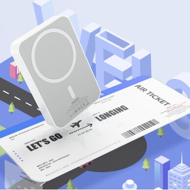 Išorinė baterija Powerbank Dudao K26S 5000mAh 20W USB-A / USB-C / MagSafe – balta 8 Išorinė baterija Powerbank Dudao K26S 5000mAh 20W USB-A / USB-C / MagSafe – balta 8