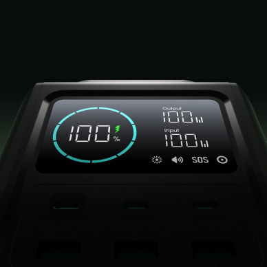 Joyroom JR-PBF10 Powerbank 75000mAh 100W 3x USB-C 3x USB-A su rankena ir žibintuvėliu – žalias 11