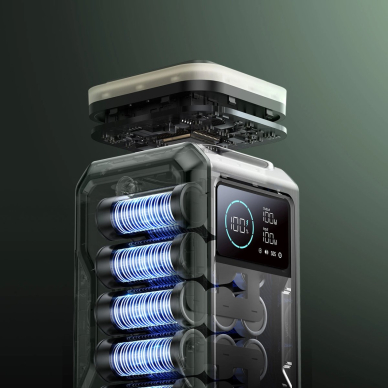 Joyroom JR-PBF10 Powerbank 75000mAh 100W 3x USB-C 3x USB-A su rankena ir žibintuvėliu – žalias 16