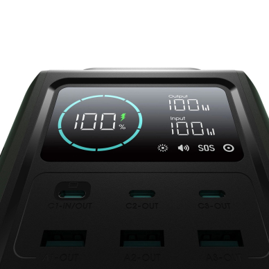 Joyroom JR-PBF10 Powerbank 75000mAh 100W 3x USB-C 3x USB-A su rankena ir žibintuvėliu – žalias 4