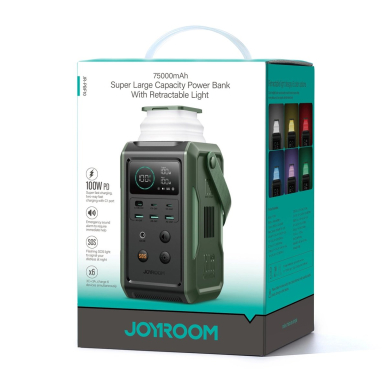 Joyroom JR-PBF10 Powerbank 75000mAh 100W 3x USB-C 3x USB-A su rankena ir žibintuvėliu – žalias 6