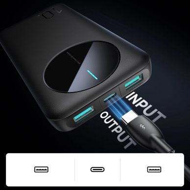 Joyroom JR-PBF12 Powerbank 10000mAh 2.4A 2x USB-A 1x USB-C – juodas 8