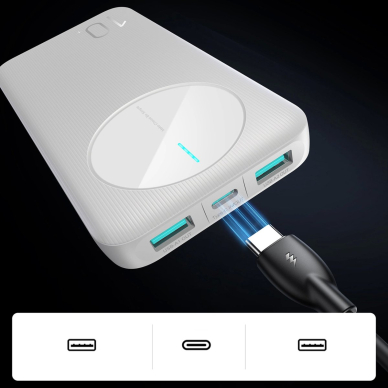 Joyroom JR-PBF12 Powerbank 10000mAh 2.4A 2x USB-A 1x USB-C – baltas 7