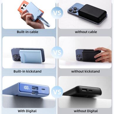 Išorinė baterija Powerbank Joyroom JR-PBM01 magnetinė 10000mAh 20W su stovu + Lightning kabeliu – USB-C – mėlyna 15