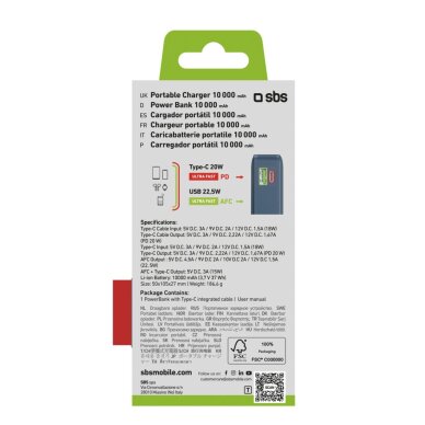 Išorinė baterija Powerbank SBS 10000mAh 20W su integruotu USB-C laidu ir skaitmeniniu ekranu – tamsiai pilka 2 Išorinė baterija Powerbank SBS 10000mAh 20W su integruotu USB-C laidu ir skaitmeniniu ekranu – tamsiai pilka 2