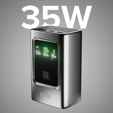 Išorinė baterija Powerbank SBS 10000mAh PD 35W su LCD ekranu – pilka 1