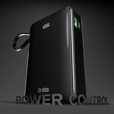Išorinė baterija Powerbank SBS 20000mAh 20W su integruotu USB-C laidu ir skaitmeniniu ekranu – juoda 4 Išorinė baterija Powerbank SBS 20000mAh 20W su integruotu USB-C laidu ir skaitmeniniu ekranu – juoda 4