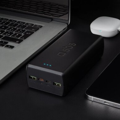 Išorinė baterija Powerbank SBS TTBB30000PD20K 30000mAh 2x USB-C / 2x USB-A – juoda 3 Išorinė baterija Powerbank SBS TTBB30000PD20K 30000mAh 2x USB-C / 2x USB-A – juoda 3