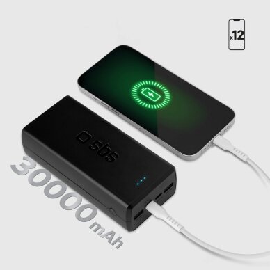 Išorinė baterija Powerbank SBS TTBB30000PD20K 30000mAh 2x USB-C / 2x USB-A – juoda 6 Išorinė baterija Powerbank SBS TTBB30000PD20K 30000mAh 2x USB-C / 2x USB-A – juoda 6