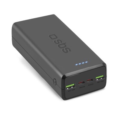 Išorinė baterija Powerbank SBS TTBB30000PD20K 30000mAh 2x USB-C / 2x USB-A – juoda Išorinė baterija Powerbank SBS TTBB30000PD20K 30000mAh 2x USB-C / 2x USB-A – juoda