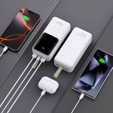 Išorinė baterija Powerbank Tech-Protect PB03 30000mAh 22.5W – balta 5 Išorinė baterija Powerbank Tech-Protect PB03 30000mAh 22.5W – balta 5