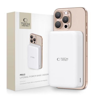 Tech-Protect PB12 LifeMag Powerbank su MagSafe 20000mAh – baltas