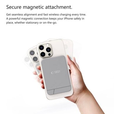 Išorinė baterija Powerbank Tech-Protect PB14 LifeMag MagSafe 10000mAh – pilka 5 Išorinė baterija Powerbank Tech-Protect PB14 LifeMag MagSafe 10000mAh – pilka 5