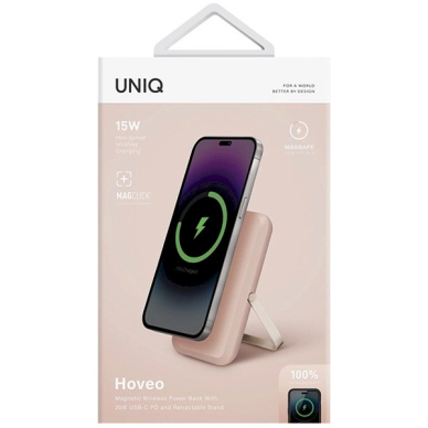 Uniq Hoveo Powerbank magnetinis 5000mAh USB-C 20W PD – rožinis 6