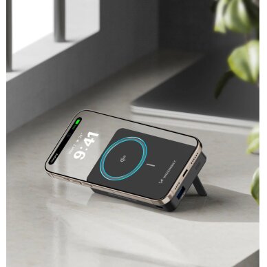 Išorinė baterija Powerbank Wozinsky WLWP-10KA0Y3S 22.5W PD Qi2 10000mAh su stovu, 1x USB-A / 1x USB-C – juoda 15