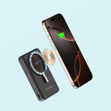 Išorinė baterija Powerbank Wozinsky WLWP-10KA0Y3S 22.5W PD Qi2 10000mAh su stovu, 1x USB-A / 1x USB-C – juoda 16