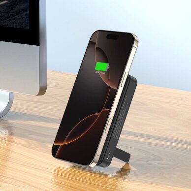 Išorinė baterija Powerbank Wozinsky WLWP-10KA0Y3S 22.5W PD Qi2 10000mAh su stovu, 1x USB-A / 1x USB-C – juoda 17
