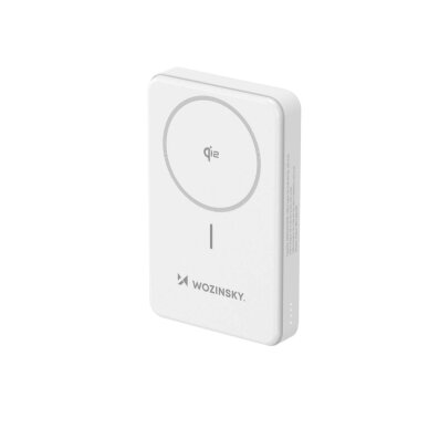 Išorinė baterija Powerbank Wozinsky WLWP-10KA0Y3WS 22.5W PD Qi2 10000mAh su stovu, 1x USB-A / 1x USB-C – balta 1