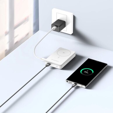Išorinė baterija Powerbank Wozinsky WLWP-10KA0Y3WS 22.5W PD Qi2 10000mAh su stovu, 1x USB-A / 1x USB-C – balta 12