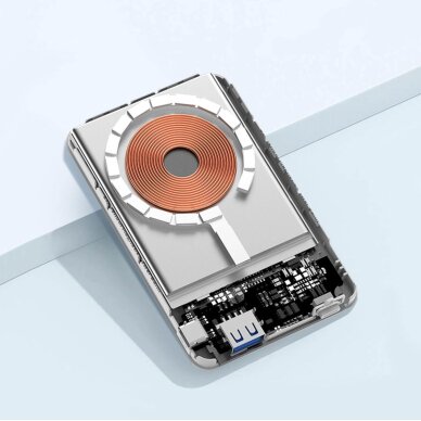 Išorinė baterija Powerbank Wozinsky WLWP-10KA0Y3WS 22.5W PD Qi2 10000mAh su stovu, 1x USB-A / 1x USB-C – balta 17 Išorinė baterija Powerbank Wozinsky WLWP-10KA0Y3WS 22.5W PD Qi2 10000mAh su stovu, 1x USB-A / 1x USB-C – balta 17