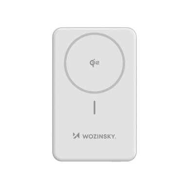 Išorinė baterija Powerbank Wozinsky WLWP-10KA0Y3WS 22.5W PD Qi2 10000mAh su stovu, 1x USB-A / 1x USB-C – balta 2 Išorinė baterija Powerbank Wozinsky WLWP-10KA0Y3WS 22.5W PD Qi2 10000mAh su stovu, 1x USB-A / 1x USB-C – balta 2