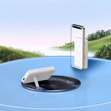 Išorinė baterija Powerbank Wozinsky WLWP-10KA0Y3WS 22.5W PD Qi2 10000mAh su stovu, 1x USB-A / 1x USB-C – balta 21