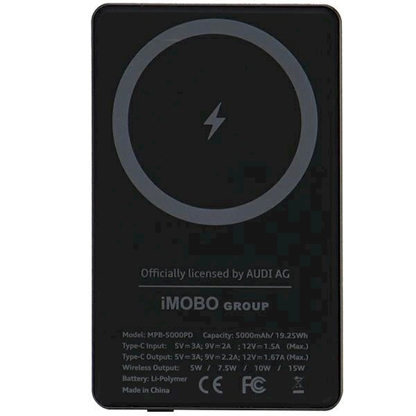 Audi Big Logo Powerbank su MagSafe indukciniu įkrovimu 15W 5000mAh – pilkas 4 Audi Big Logo Powerbank su MagSafe indukciniu įkrovimu 15W 5000mAh – pilkas 4