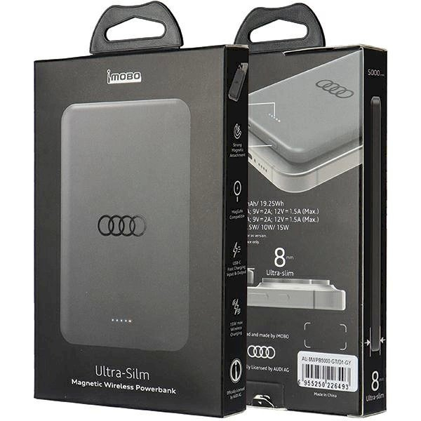 Audi Big Logo Powerbank su MagSafe indukciniu įkrovimu 15W 5000mAh – pilkas 5
