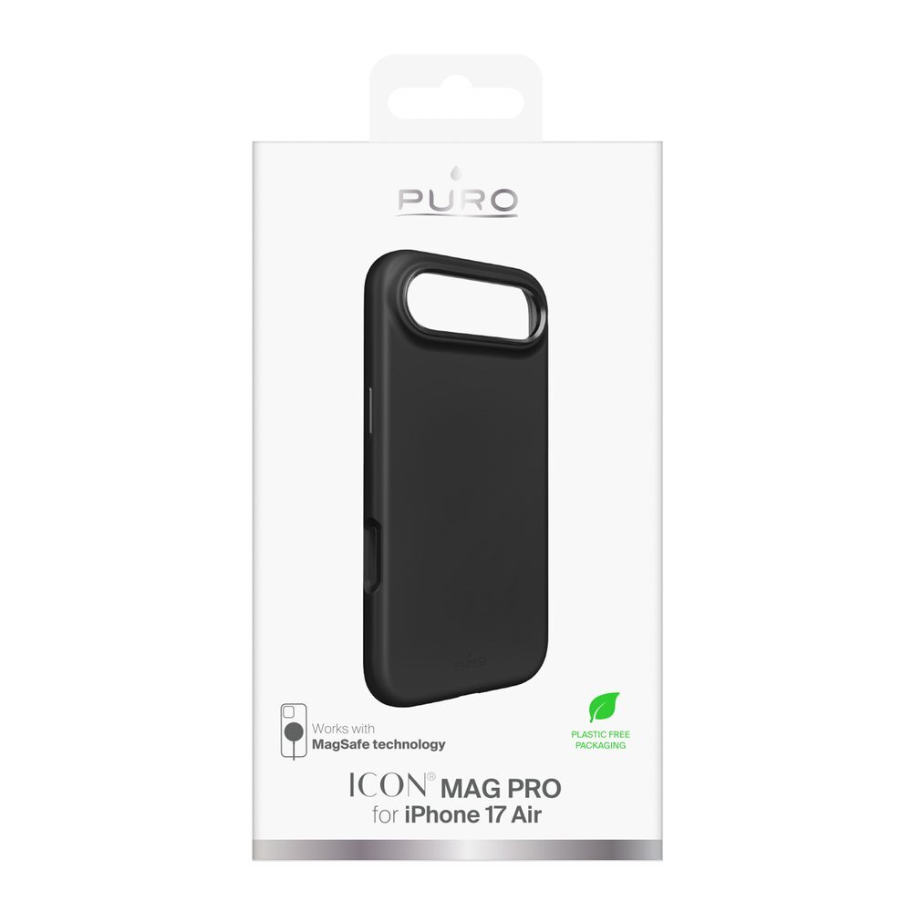 iPhone 17 Air dėklas Pure Icon Mag Pro Liquid Silicone MagSafe su kameros apsauga ir aliuminio mygtukais – juodas 1 iPhone 17 Air dėklas Pure Icon Mag Pro Liquid Silicone MagSafe su kameros apsauga ir aliuminio mygtukais – juodas 1