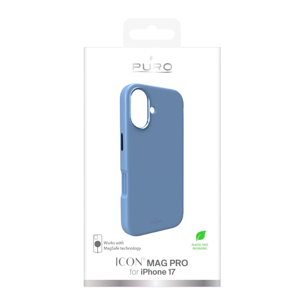 iPhone 17 dėklas Pure Icon Mag Pro Liquid Silicone MagSafe, su kameros apsauga ir aliuminio mygtukais – mėlynas 1 iPhone 17 dėklas Pure Icon Mag Pro Liquid Silicone MagSafe, su kameros apsauga ir aliuminio mygtukais – mėlynas 1