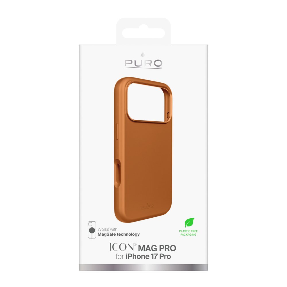 iPhone 17 Pro Pure Icon Mag Pro Liquid Silicone MagSafe dėklas su kameros apsauga ir aliuminio mygtukais – oranžinis 1