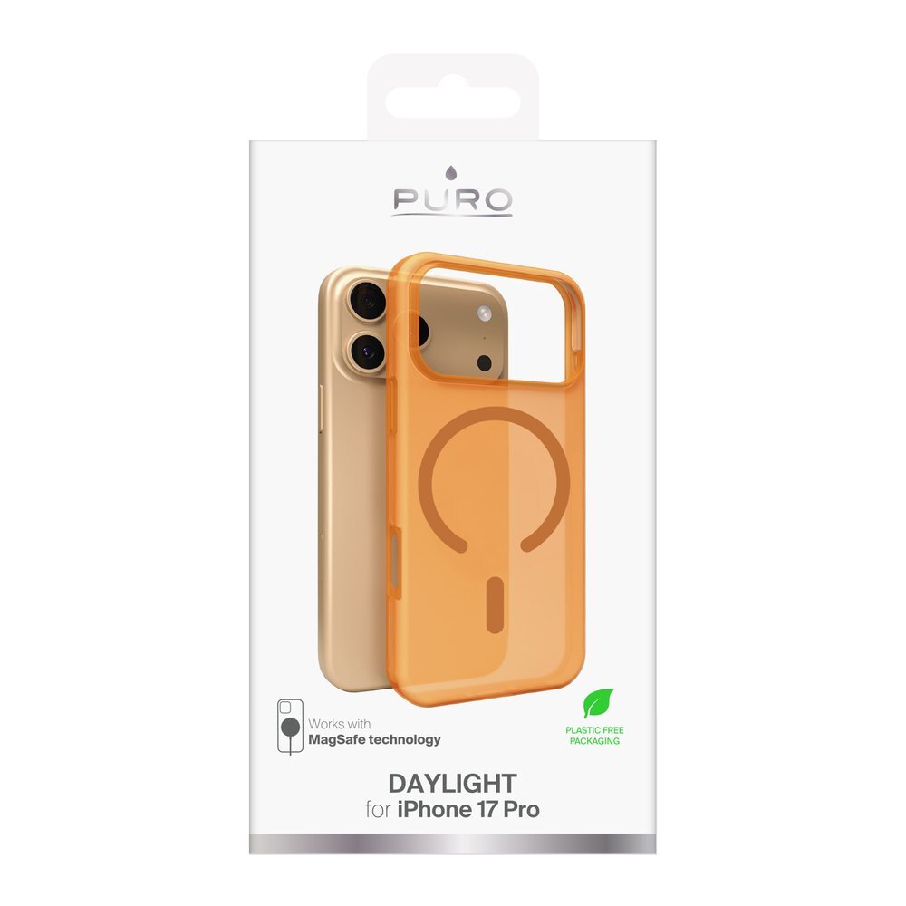 iPhone 17 Pro Puro Daylight MagSafe Compatible Silicone dėklas – permatomas oranžinis 1