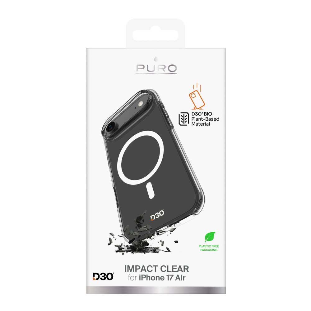 iPhone 17 Air dėklas Puro Impact Clear D3O TPU+PC MagSafe – permatomas 1 iPhone 17 Air dėklas Puro Impact Clear D3O TPU+PC MagSafe – permatomas 1
