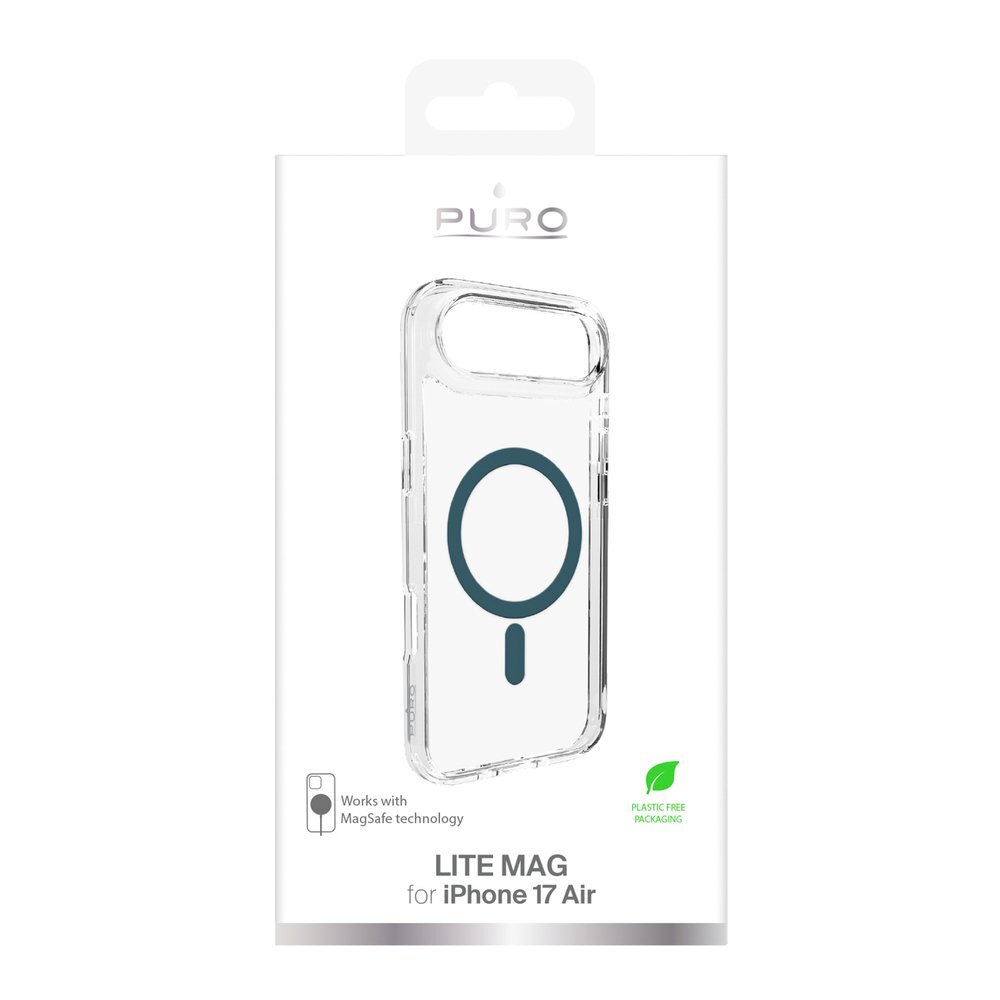 iPhone 17 Air dėklas Puro Lite Mag TPU+PC MagSafe – permatomas su turkio žiedu 1 iPhone 17 Air dėklas Puro Lite Mag TPU+PC MagSafe – permatomas su turkio žiedu 1