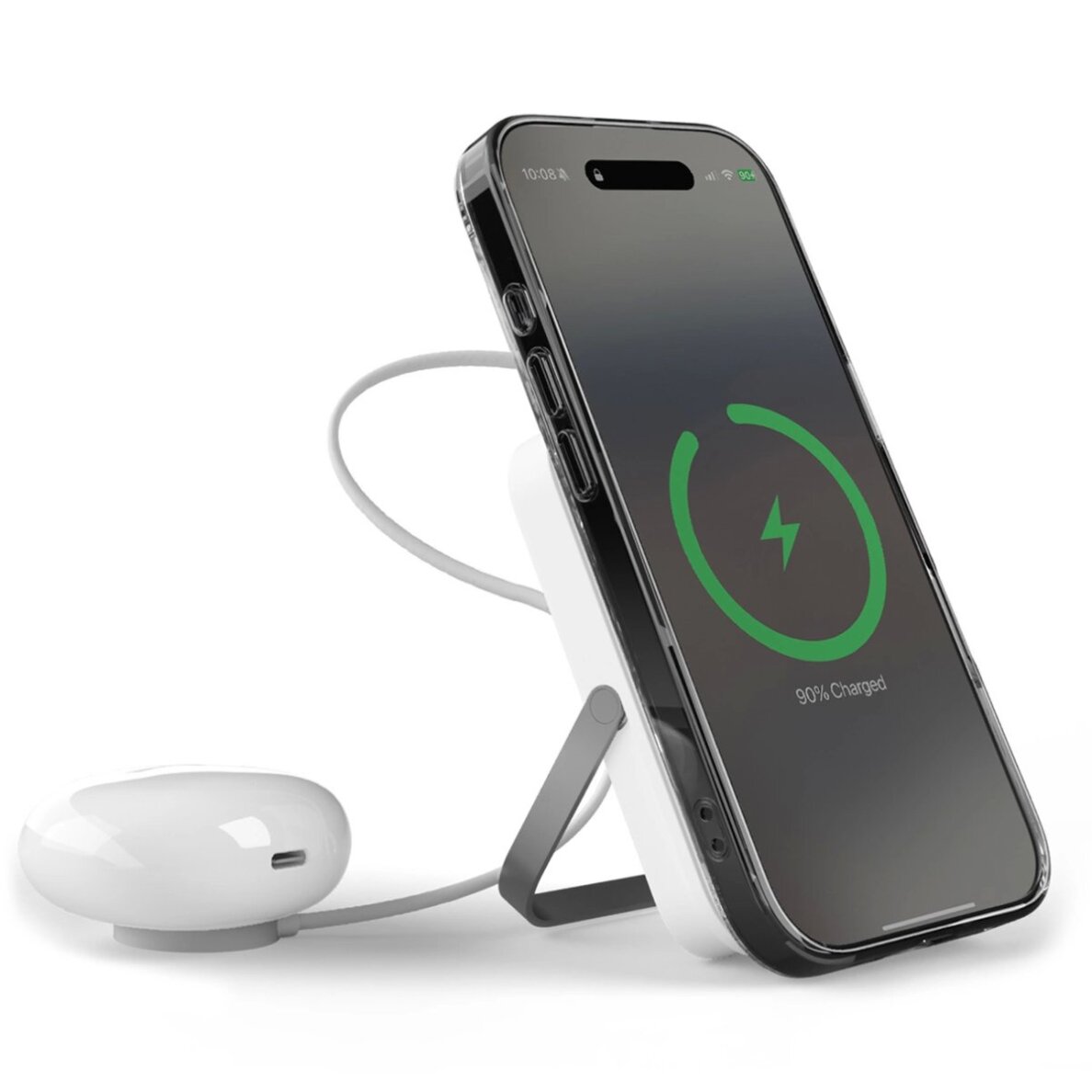 Išorinė baterija Powerbank Puro 10000mAh belaidė MagSafe su aliuminio stovu – balta 1 Išorinė baterija Powerbank Puro 10000mAh belaidė MagSafe su aliuminio stovu – balta 1