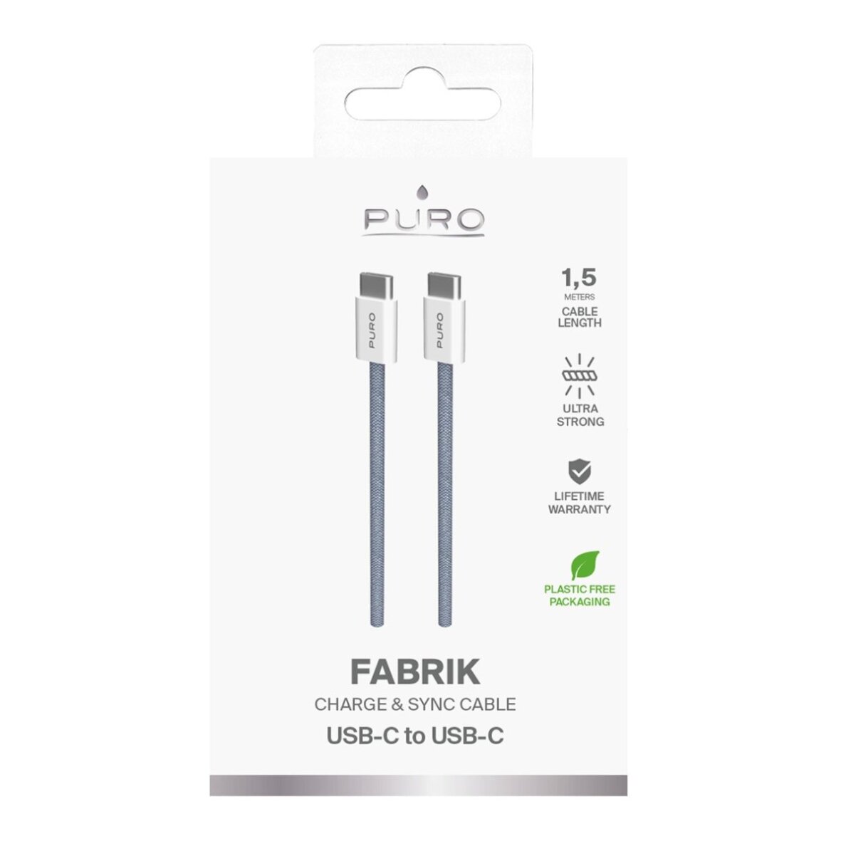 Laidas Puro Fabrik 60W USB-C – USB-C 1.5m – mėlynas 2 Laidas Puro Fabrik 60W USB-C – USB-C 1.5m – mėlynas 2