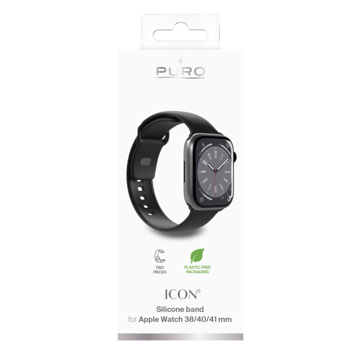 Dirželiai Puro Icon Silicone Apple Watch 38 / 40 / 41 mm – juodi (2 vnt.) 1