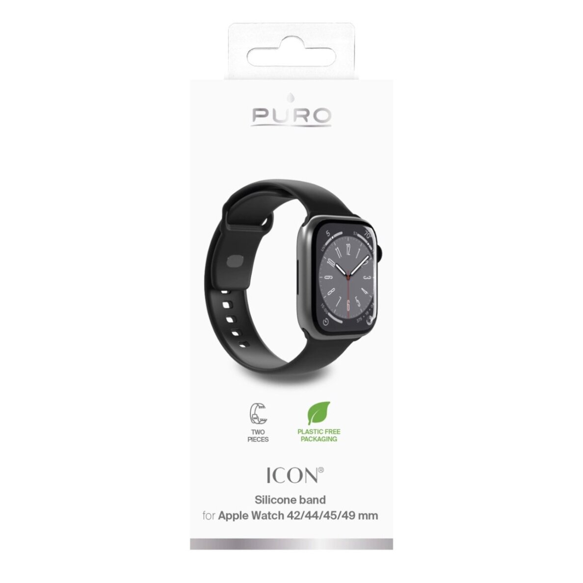 Dirželiai Puro Icon Silicone Apple Watch 42 / 44 / 45 / 49 mm – juodi (2 vnt.) 1