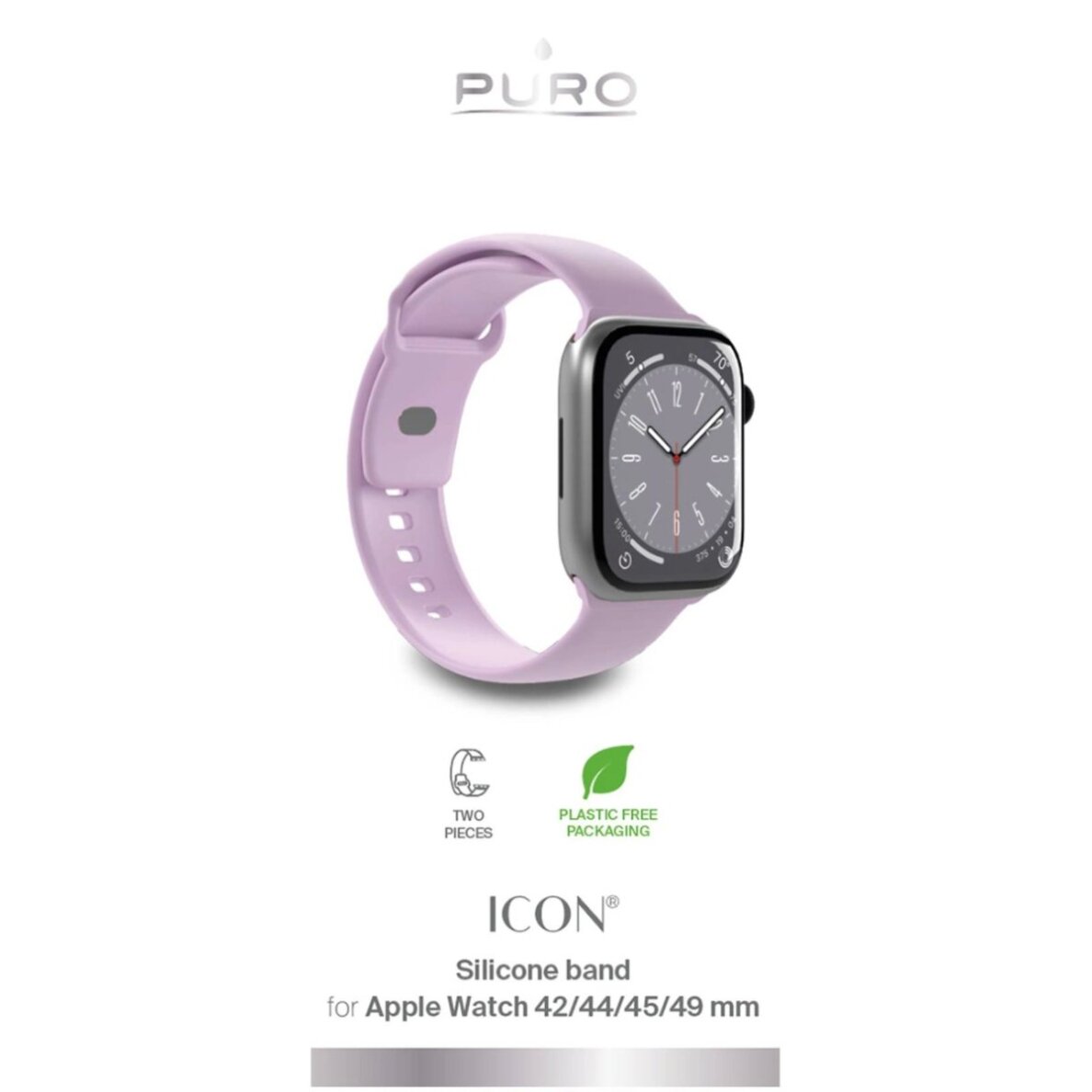 Dirželiai Puro Icon Silicone Apple Watch 42 / 44 / 45 / 49 mm – levandų spalvos (2 vnt.) 1