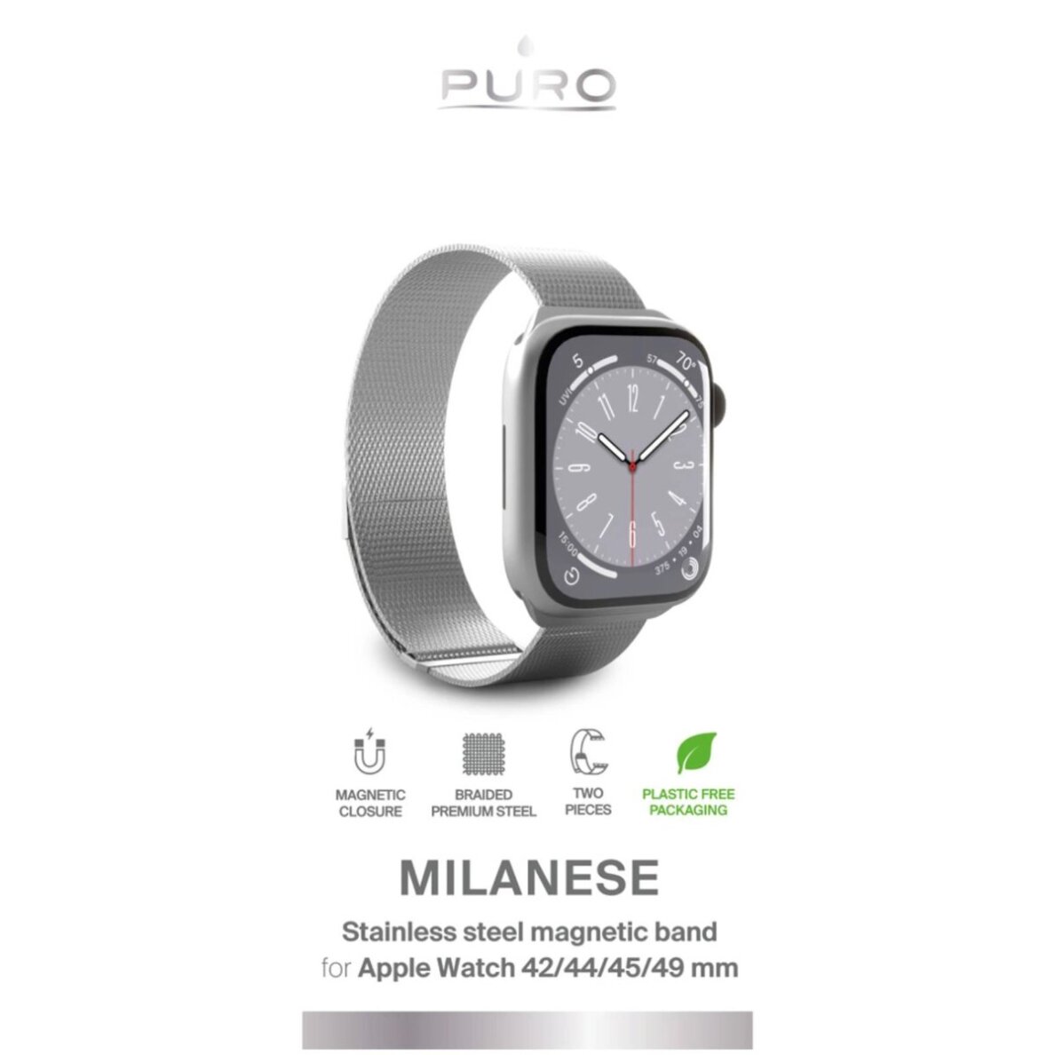 Dirželis Puro Milanese Nerūdijančio plieno Apple Watch 42 / 44 / 45 / 49 mm – sidabrinis 1 Dirželis Puro Milanese Nerūdijančio plieno Apple Watch 42 / 44 / 45 / 49 mm – sidabrinis 1
