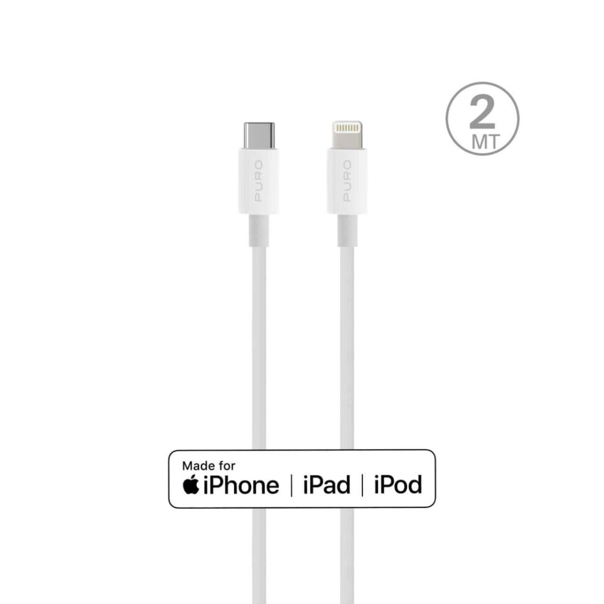 Laidas Puro Plain su MFI USB-C – Lightning 2.0 2.4A 2m – baltas Laidas Puro Plain su MFI USB-C – Lightning 2.0 2.4A 2m – baltas