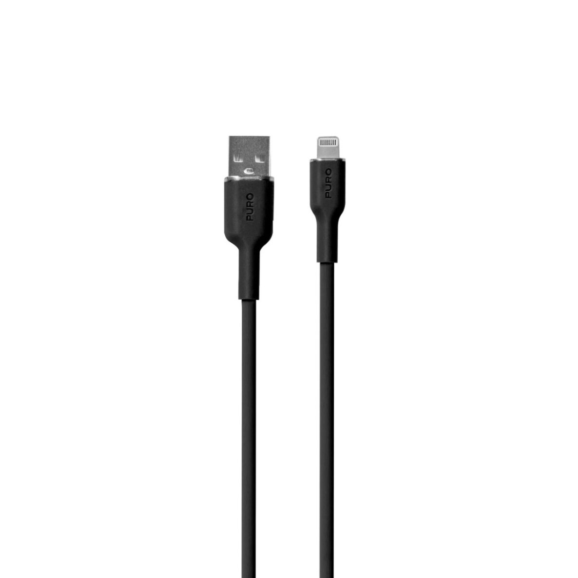 Laidas Puro Soft USB-A – Lightning 1.5m silikoninis – juodas