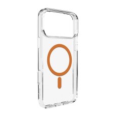 iPhone 17 Pro Max Puro Lite Mag TPU+PC dėklas su MagSafe palaikymu - permatomas su oranžiniu rėmeliu